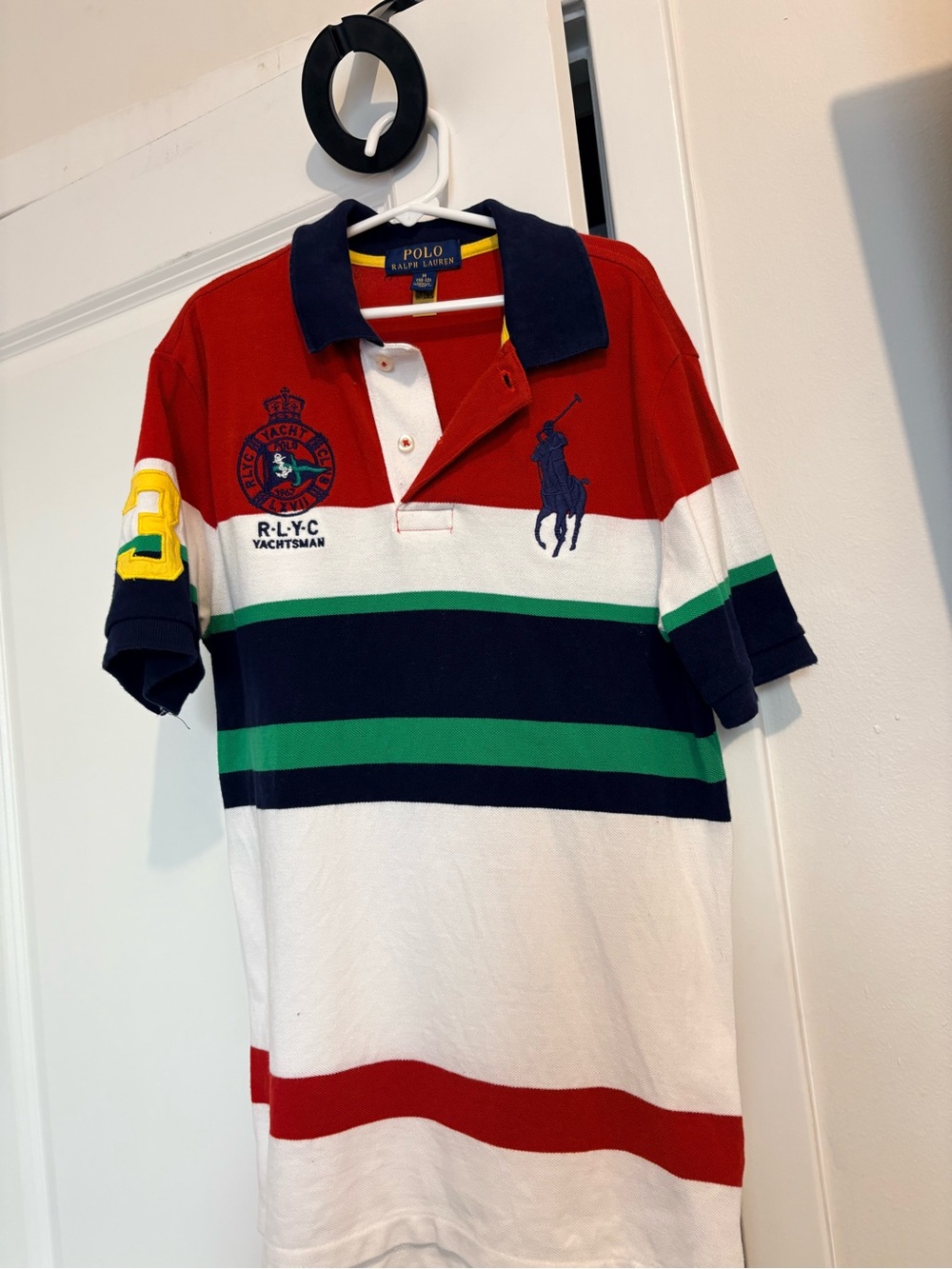 Polo by Ralph Lauren Red, Navy, White & Green Striped Rugby Polo